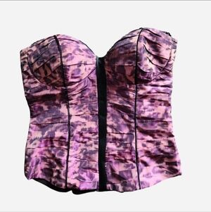 Bebe Y2K Leopard Animal Print Pink Purple Corset Top Size Small